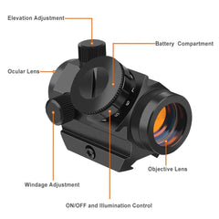 102T RED DOT SIGHT AIRSOFT RED DOT SCOPE WITH HIGH MOUNT RAIL