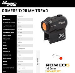 SIG SAUER ROMEO5 Small Dot Sight (1X20MM) Picatinny Standard Mount